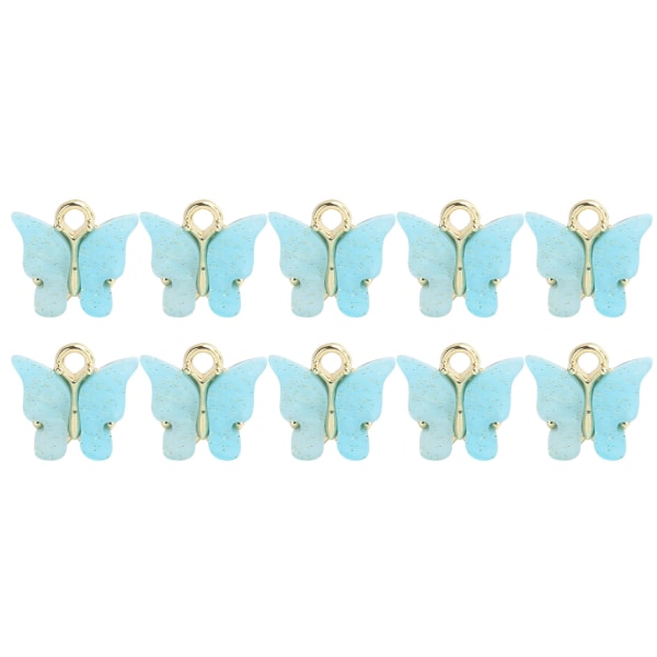 10 st Butterfly Form Hänge Smycken Halsband Armband Örhänge Hantverk Göra Tillbehör Blå