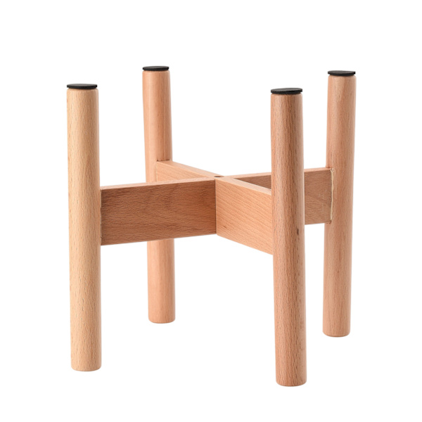 Planteholder i træ, 20 cm høj, 18 cm indvendig diameter, gulvholder til blomsterpotte