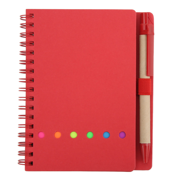 Bärbar anteckningsbok i läder med dubbel spole och penninsats - Röd