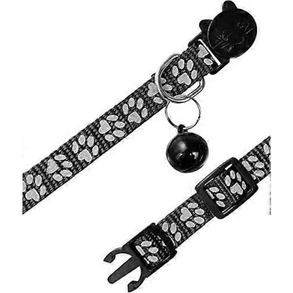 Reflekterande katthalsband med bjällra och säkerhetsspänne, 1-pack flick- och pojkkatthalsband justerbart 19-32cm svart