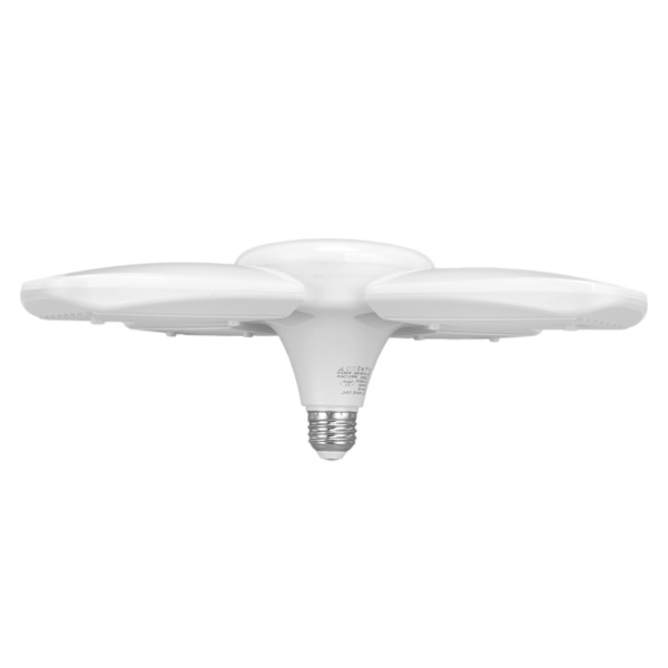 LED-garagelampor, vikbara, 8000LM, E26/27, deformerbara garagelamptak, 85‑265V4+1, fyra blad, 80W, 3000k