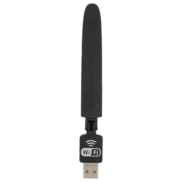 Kannettava musta USB2.0-liitäntäinen 2.4G langaton WiFi-sovitin, jossa merkkivalo