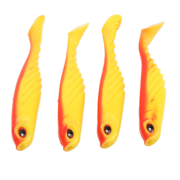 4PCS AR48 75mm/3.2g T-svans mjukt bete Dubbla färger Konstgjorda fiskedrag Wobblers Red Back