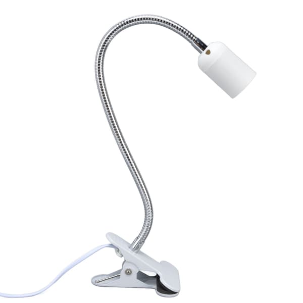 Hvit Bordlampeholder E27/E26 Enkelt Hvitt Hode 360 ​​Grader Justerbar Slitesterk Materiale Klipp Lampeholder 100‑240VEU Plugg