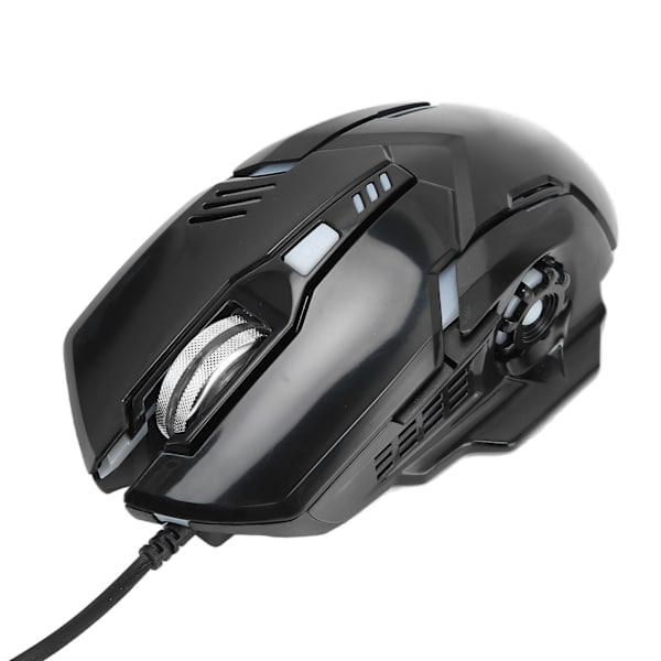 Trådbunden spelmus DPI 1200 1800 2400 3600 USB gränssnitt RGB Bakgrundsbelyst Ergonomisk PC-spelmöss för hemdator Kontor Svart