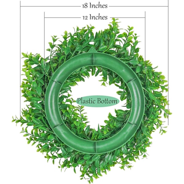 Koristeellinen kranssi etuovelle - 45 cm, keinotekoinen vihreys sisätilojen juhliin, hääjuhlien ulkoikkunan koristeluun