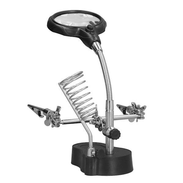 Loddestation Forstørrelsesglas Hjælpeklemme Stativ Desktop Forstørrelsesglas til Små Genstande Miniaturer Projekter