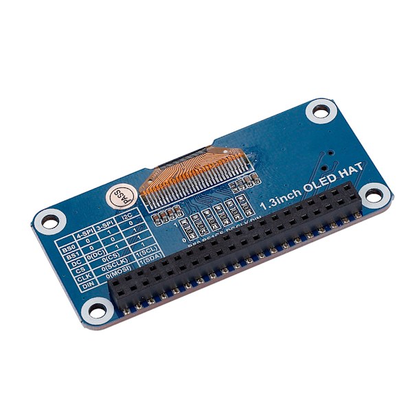 1,3-tommers OLED-skjerm HAT-utvidelseskort for Raspberry Pi 2B/3B/Zero/Zero W