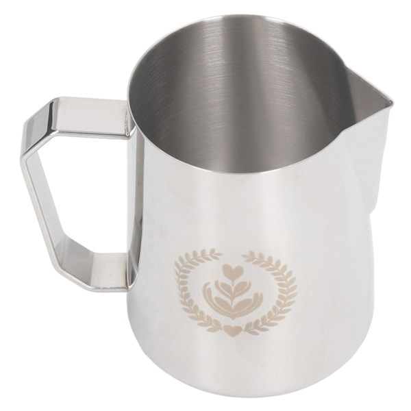 Melkeskummer i rustfritt stål, melkeskummerkanne, blandebeger, kanne for kaffedrikker, 450 ml, sølv