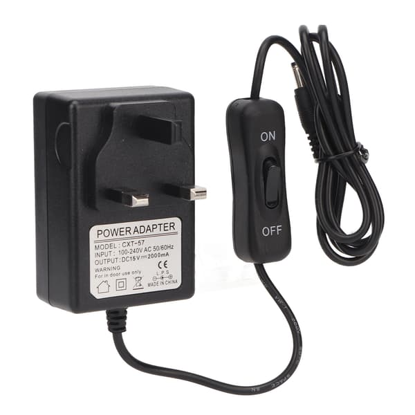 Skumkutter strømadapter 15V 2000mA Sterk plast metalltråd kontroll varmetråd kutteradapter 100‑240V UK-plugg Maksimalt 30W