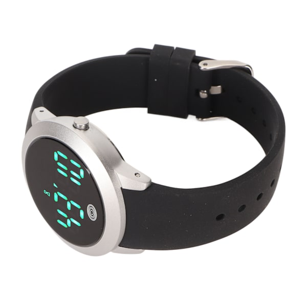Digitalt vandtæt ur Multifunktionelt stilfuldt farveberøringsskærm Countdown Timer 12 24 timers sportsur Silver Shell Black Belt Small