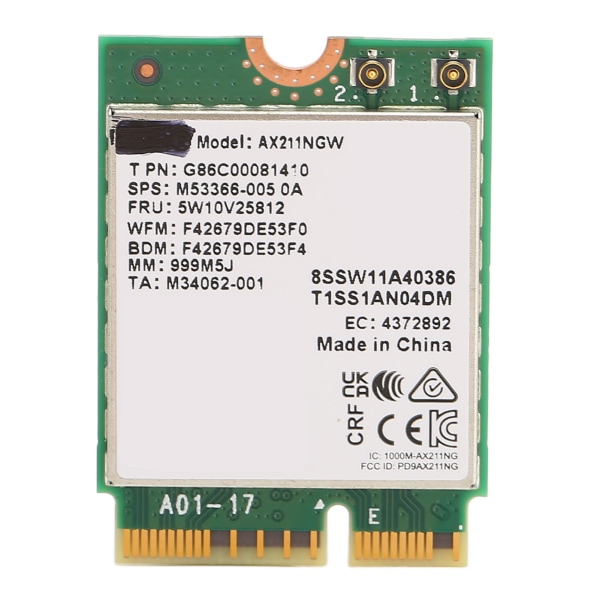 M.2 Nettverkskort AX211NGW M.2 KEY E CNVio 2 Triple Frequency 802.11ac BT5.2 Wireless WiFi Adapter Card for Win 10