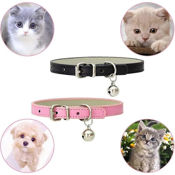 2 st Katt Halsband, Läder Katthalsband, Katthalsband, Justerbart Katthalsband, Läder Katthalsband, Justerbart Katthalsband för Katter med Spänne