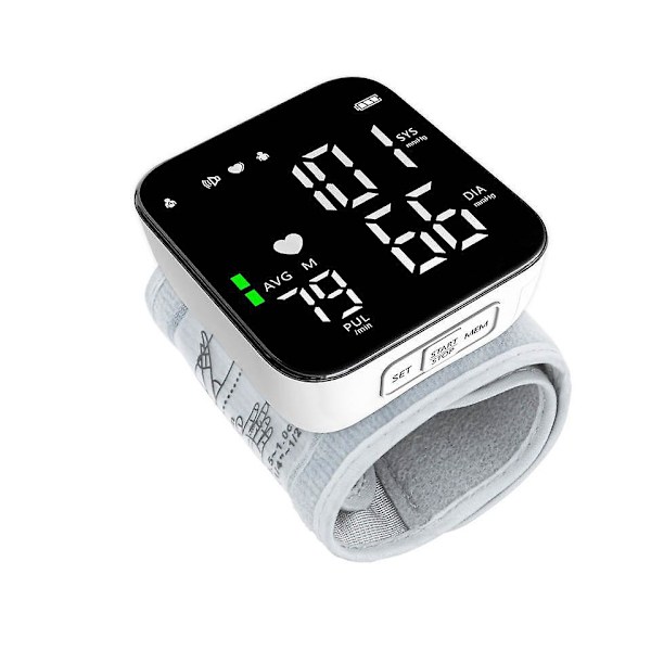 Automatisk Talande Armbandsblodtrycksmätare med Fullskärms LED-Display