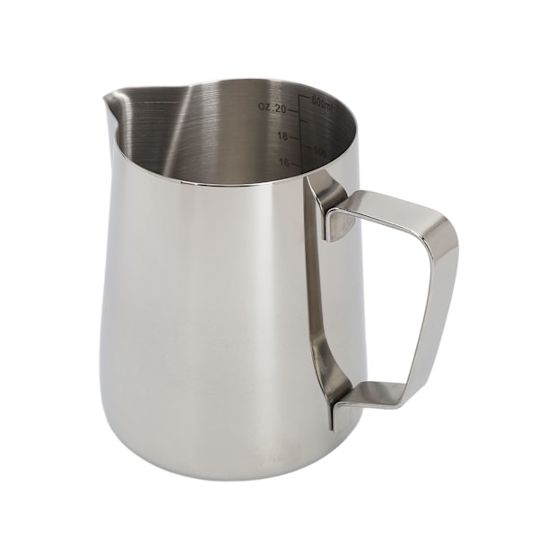 Trekk blomstkopp i rustfritt stål, kunstskumkopp med spiss tut, melkeskummerkanne for hjem og kafé, 600 ml, naturlig farge