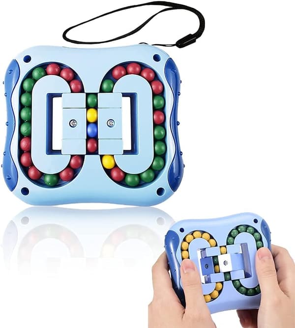 Roterende Rubiks terning-legetøj, dekompressions-spindende perlepuslespil, koordinerende fingerspidser (blå)