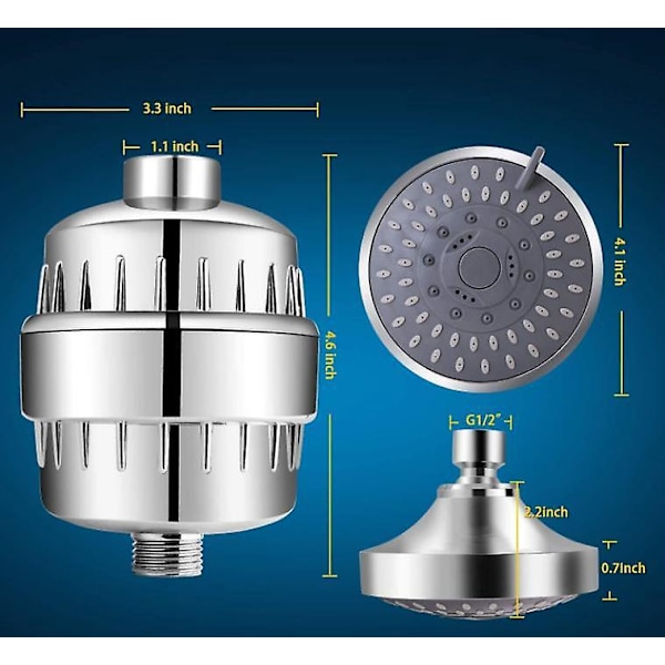 Runt duschhuvud med vattenfilter - Duschsprayset (filter ingår)