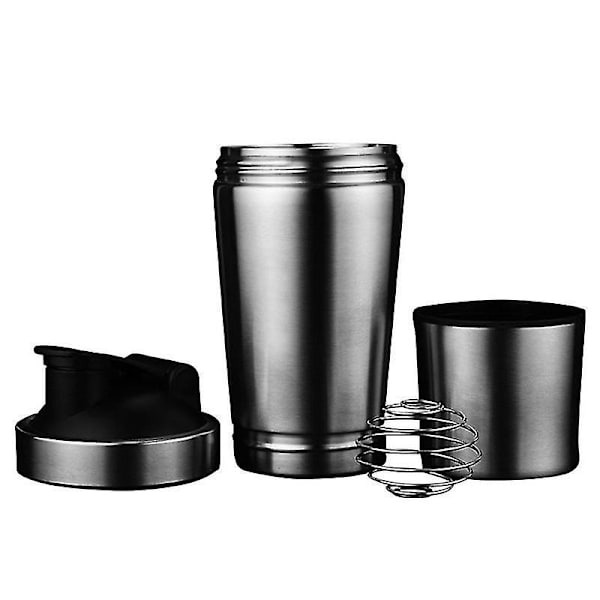 Rustfrit Protein Shaker i rustfrit stål med blandekugle - Fitness Sport Mixer