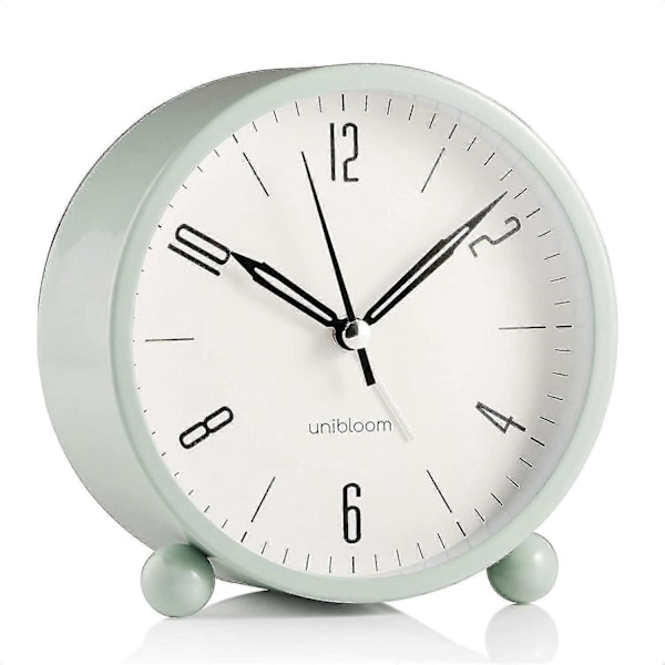 Tyst Väckarklocka - Icke Tickande Analog Väckarklocka Med Varmt Ljus - Minimalistisk Rund _SZXM