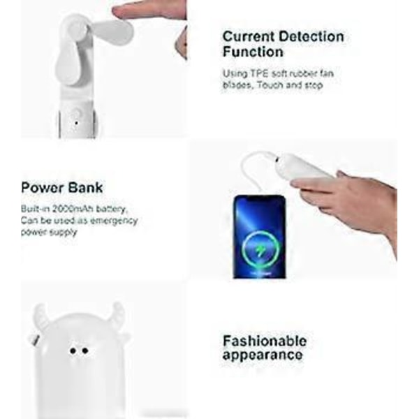 1 kpl Kannettava Tuuletin, USB Mini Käsituuletin Paristoilla, Pöytätuuletin Virtapankilla