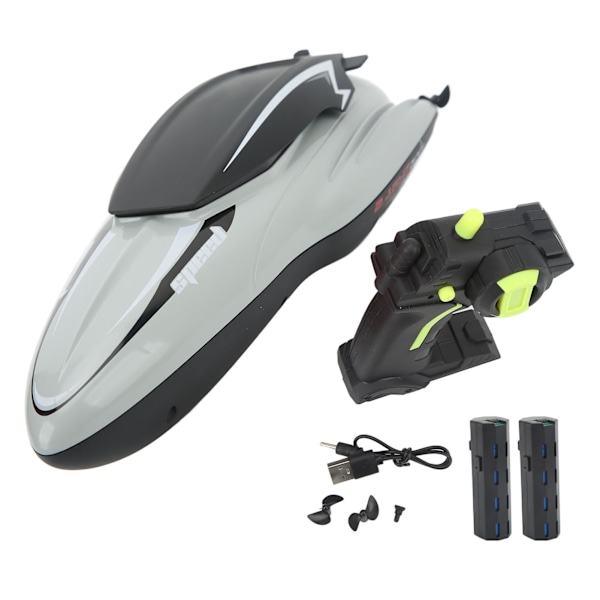 RC Racing Båt Vanntett ABS Anti-Drop Raskere Kjøring Stabil Ytelse Fjernkontroll Båt 2 Batteri Grå
