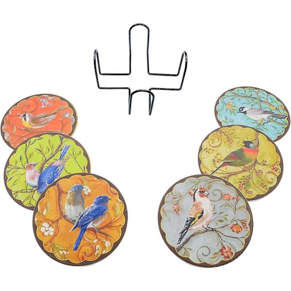 6 stk. keramiske coasters, kork coasters, gjenbrukbare coasters, for dekorasjon, sklisikker, termisk isolasjon, ripebestandig