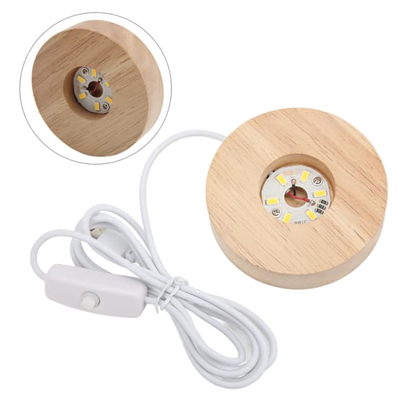 LED-lysbase USB-interface Eg Træmateriale Rund 2 cm/0,8 tommer Tykkelse Glødende Dekorativ Displaylampe til Hjemmet 5V Varm Lysbase