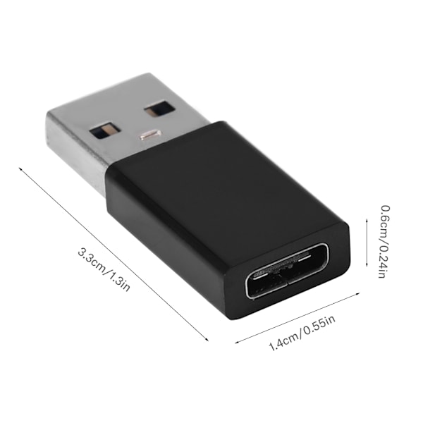 2 kpl USB 3.0 A -uros USB-C 3.1 naaras OTG -datan lataussovitinmuunnin musta