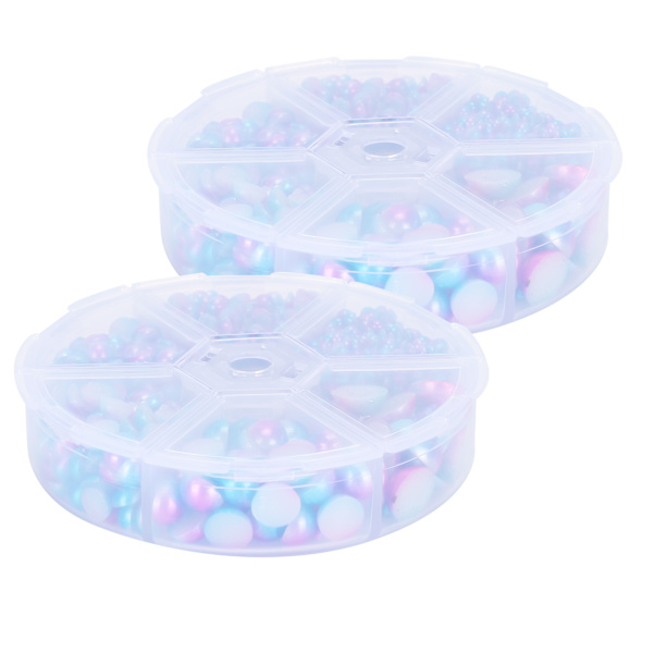 2 æsker Gradient Imitation Pearl Semicircular Nonporous Flat Back Dekorative Tilbehør til Tøj DIY (Blå Lilla)