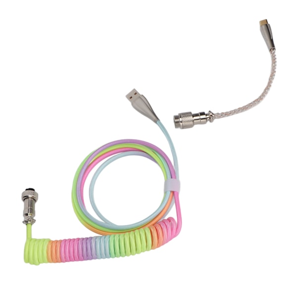 Speltangentbord Kabel Gradient Färg RGB Luminous Anpassad Mekanisk Tangentbord Retractable USB C Spiralfjäder Kabel Typ 2