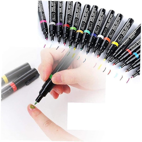 16 stk Neglekunst Penn Sett Maleri Tegning Dotting Neglelakk Penn 3d Negledesign Skjønnhetsverktøy For Uv Gel Polish Assorterte Farger