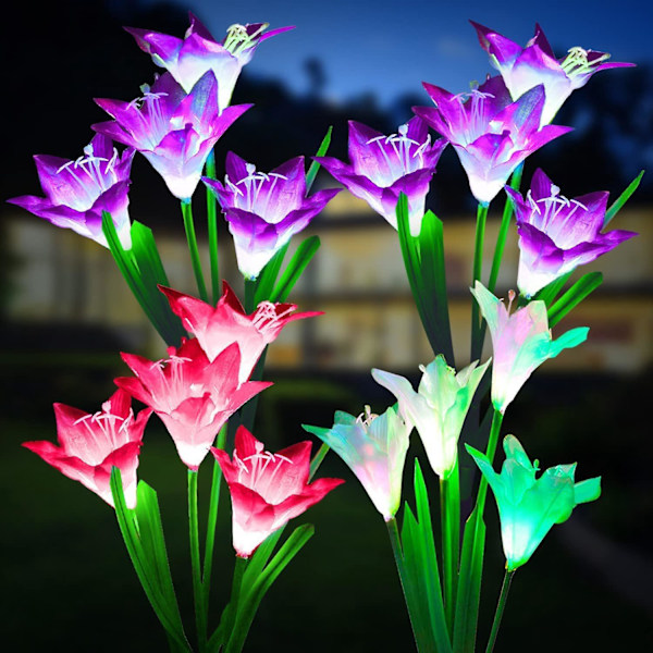 LED Solcelle Blomst Dekorativ Hage Lampe Hage Gulvlys