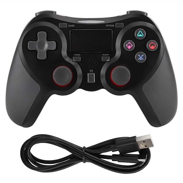 USB trådløs Bluetooth Gamepad Vibration Ergonomisk Spilkonsol Controller til PS4Sort