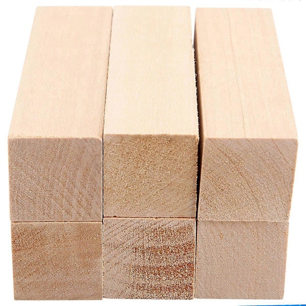 6 stk. Lindetre Skjæreblokker for Nybegynnere Treskjæring Hobby Kit DIY