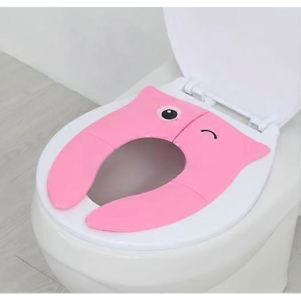 Rosa Resetoalettsits Hopfällbar Barn Portabel Toalettsits för Baby Komfort PP Material med 4 Halkfria Silikonkuddar och 1 Bärväska