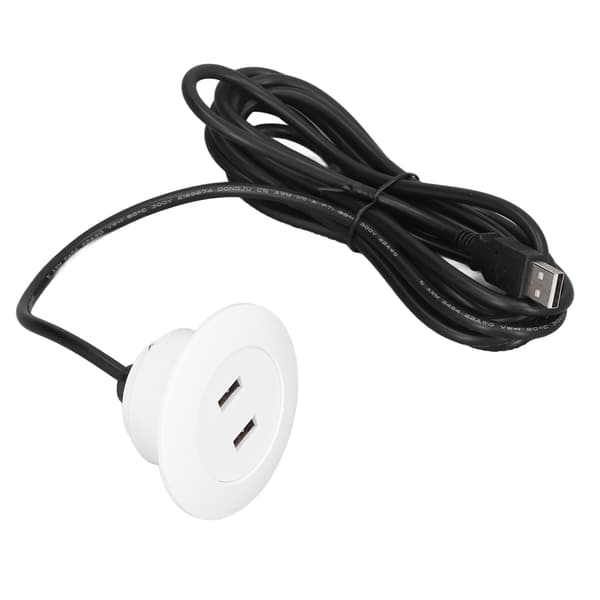 Soffa USB Laddningsuttag Infälld Montering Dubbla USB Laddningsportar Uttag för Hemanvändning Vit