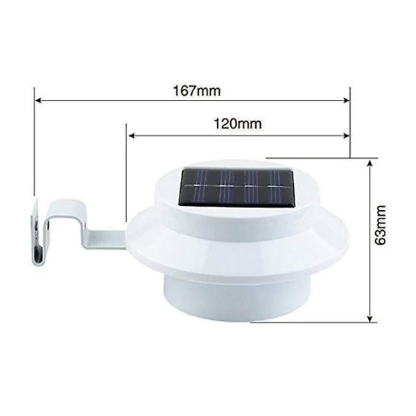 3LED Solar Gjerde Vegglys Varm Hvit Hage Korridor Vask Belysning Hvit Shell