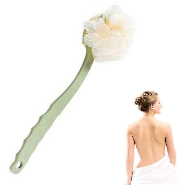 Duschborste med borst och loofah för exfoliering, lång ryggskrubb för män och kvinnor - Grön