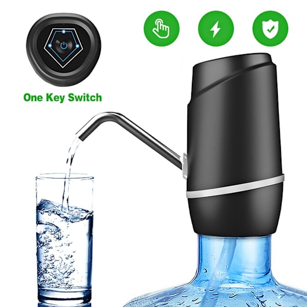 Bärbar Elektrisk Vattenflaska Pump - Universal USB Laddning, Passar 2-5 Gallonsflaskor, med 2 Silikon