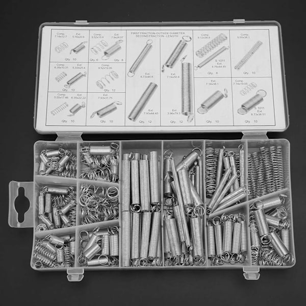 200 st/set Förlängningsfjäder Sortiment Metallfjädrar Kit