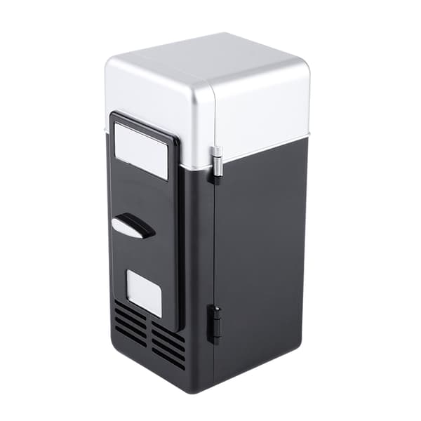 LED Mini USB Kylskåp Drycker Burk Kylskåp och Värmare Svart