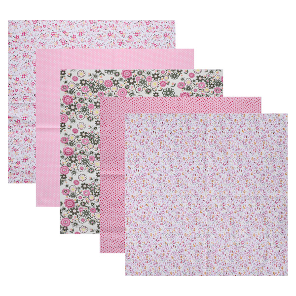 2 Set Bomullstyg Slättväv Trycktyg DIY Sömnad Quiltning PatchWork 5 Färger 50x50cm (Rosa)