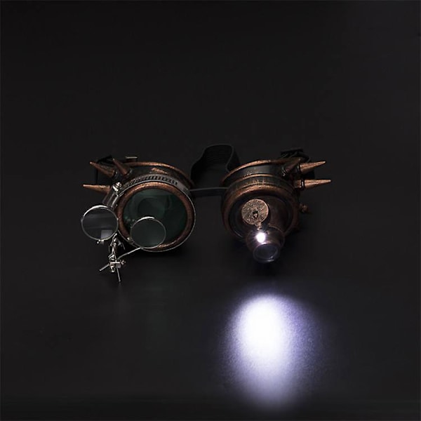 Viktorianska Steampunk-skyddsglasögon med Färgade Linser och Ocular Loupe