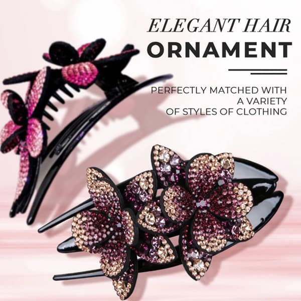 Rhinestone Duckbill Hårklype Glitrende Dobbel Blomst Hårstyling Barrettes for Kvinner Jenter Champagne Kaffe L