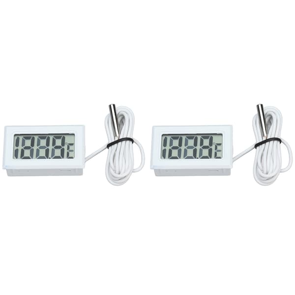 2 st Elektronisk Digital Termometer Termostat Temperaturmätare 2s Uppdatering med Sond Vit
