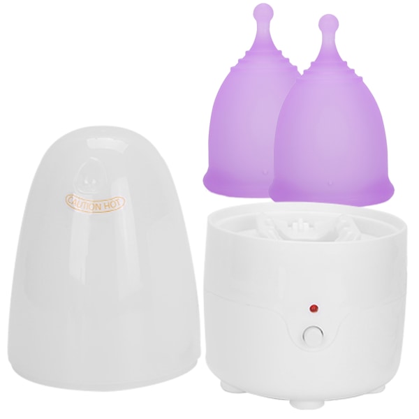 Gjenbrukbar menstruasjonskopp for kvinner Dame menstruasjonskopp rensemaskinsett (EU-plugg 110240V)(Renere menstruasjonskopp lilla sS)