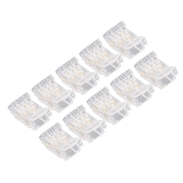 10 stk. COB LED-strip til ledningsforbindelse 4-benet 10 mm gennemsigtig loddefri LED-adapterforbindelser til hjem, skole og kontor