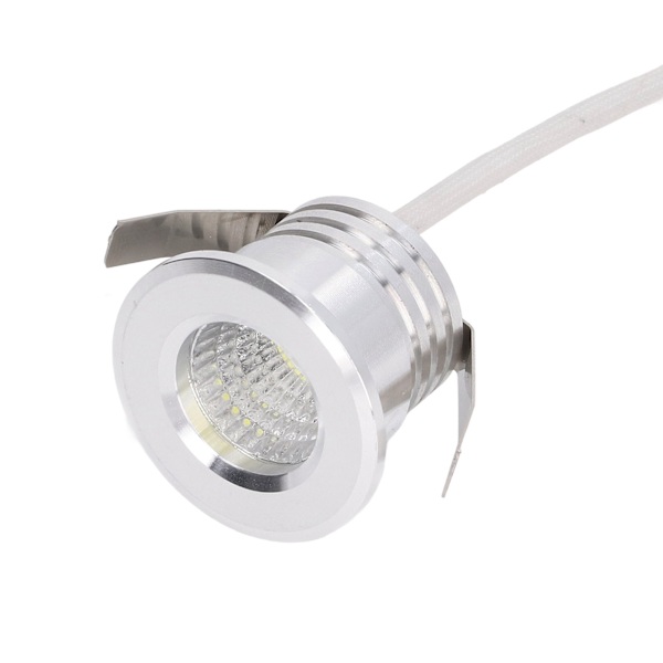Mini indbygget COB-spotlight Stabil varmeafledning LED indbygget loftspot 3W Sølv lampehus AC85‑265V Positivt hvidt lys 6000K