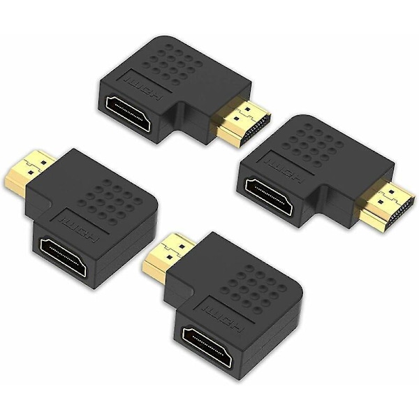 4-pack Vinklad HDMI-adapter HDMI-koppling 90 grader Hane till Hona Vertikal Platt Adapter