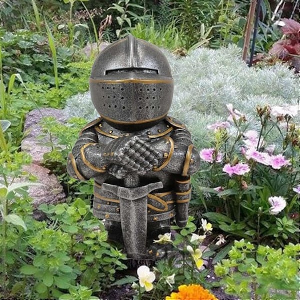 Hagegnom Hagestatue Voktere Vakt Rustning Ridder Skulptur Gnom Figur Hage